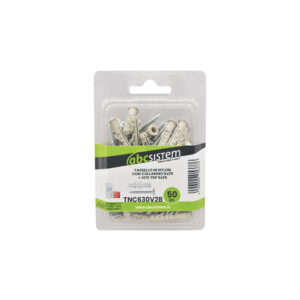 Tassello in nylon doppia aletta con collarino e vite truciolare