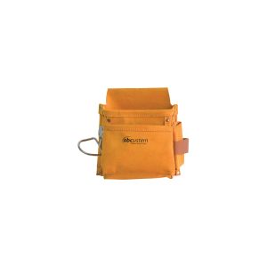 Tasca porta attrezzi per posatore in pelle scamosciata con aggancio martello in acciaio
