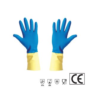 Guanto industriale in lattice giallo e blu