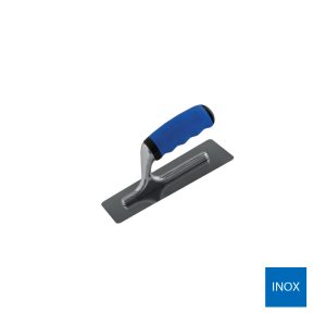 Frattone lama in acciaio inox trapezoidale con impugnatura ergonomica in gomma a bordo  arrotondato - 8 x 20cm