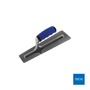 Frattone lama in acciaio inox trapezoidale con impugnatura ergonomica in gomma a bordo  arrotondato - 12 x 28cm